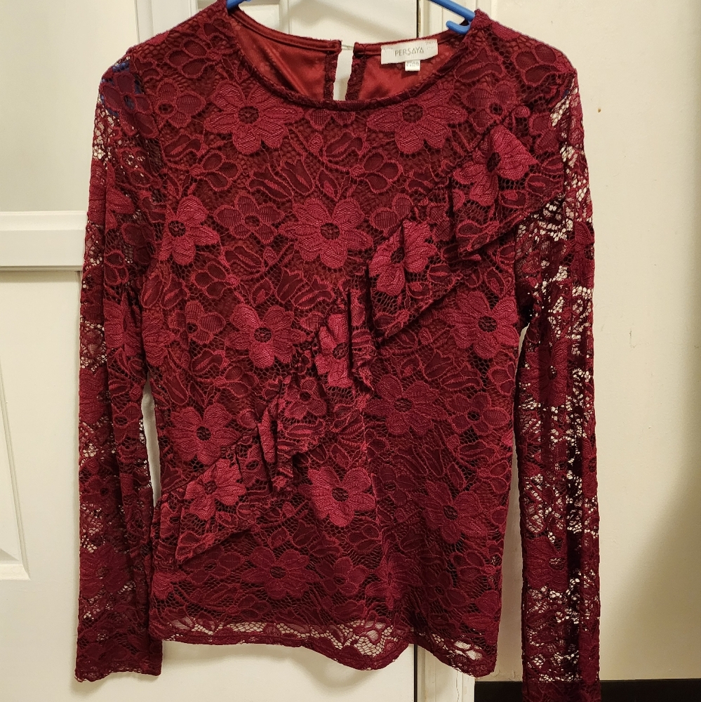 Maroon Medium Lacey Top